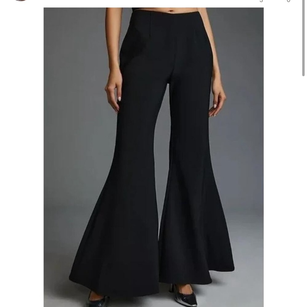 Anthropologie Flare Bell Bottom Pull On Pants Black Motif 6 elephant wide leg